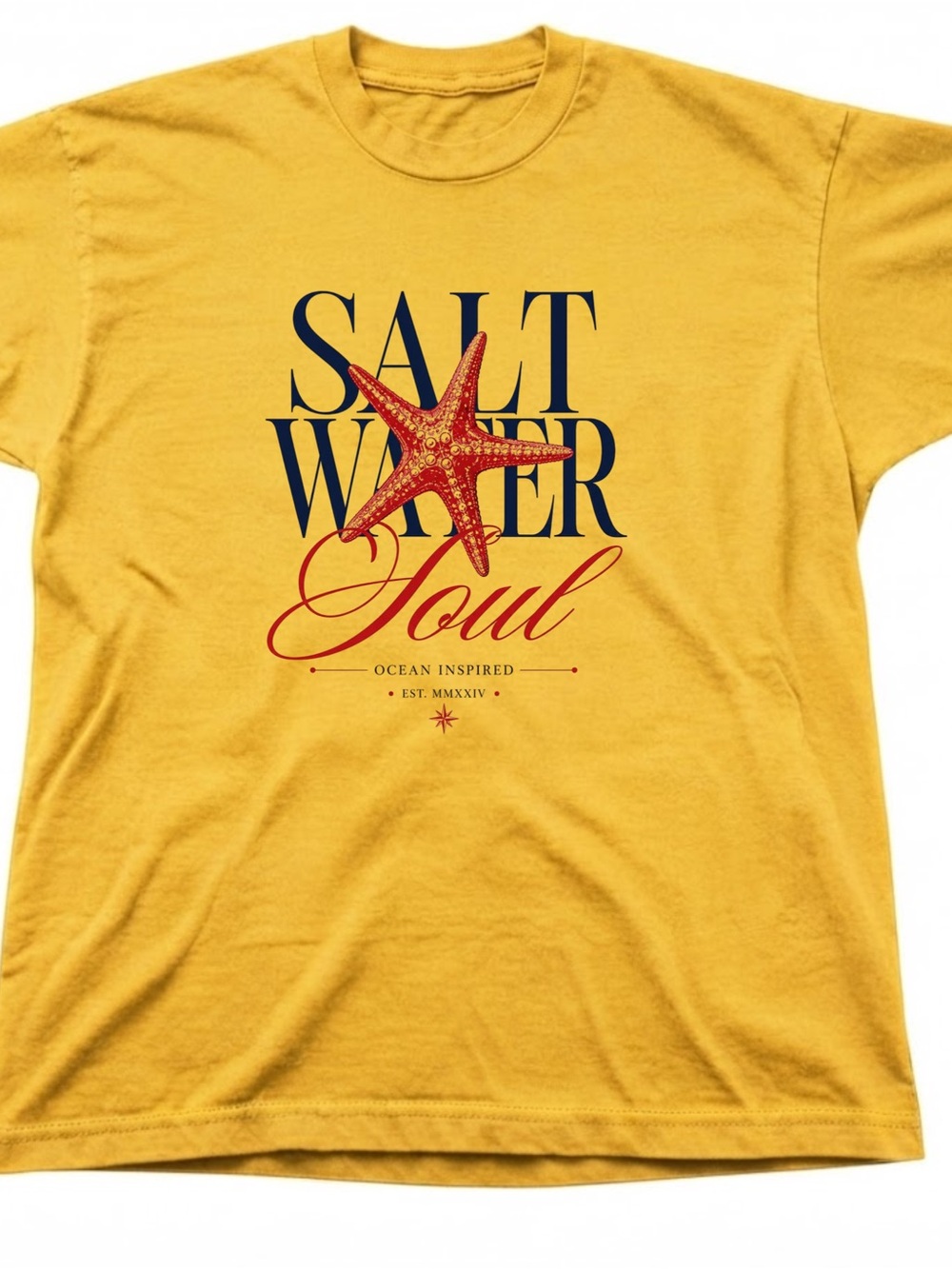 Starfish Ocean Inspired Graphic Tee Yellow Top Gildan T-shirt